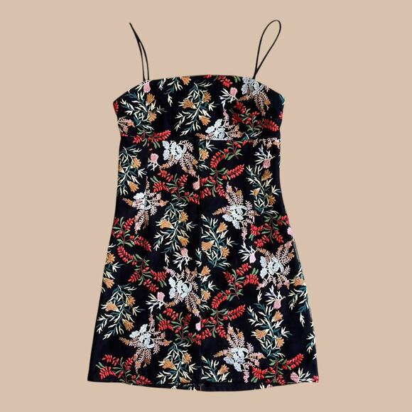 Urban Outfitters UO Embroidered Ponte Straight Neck Mini Dress XS - Picture 11 of 13